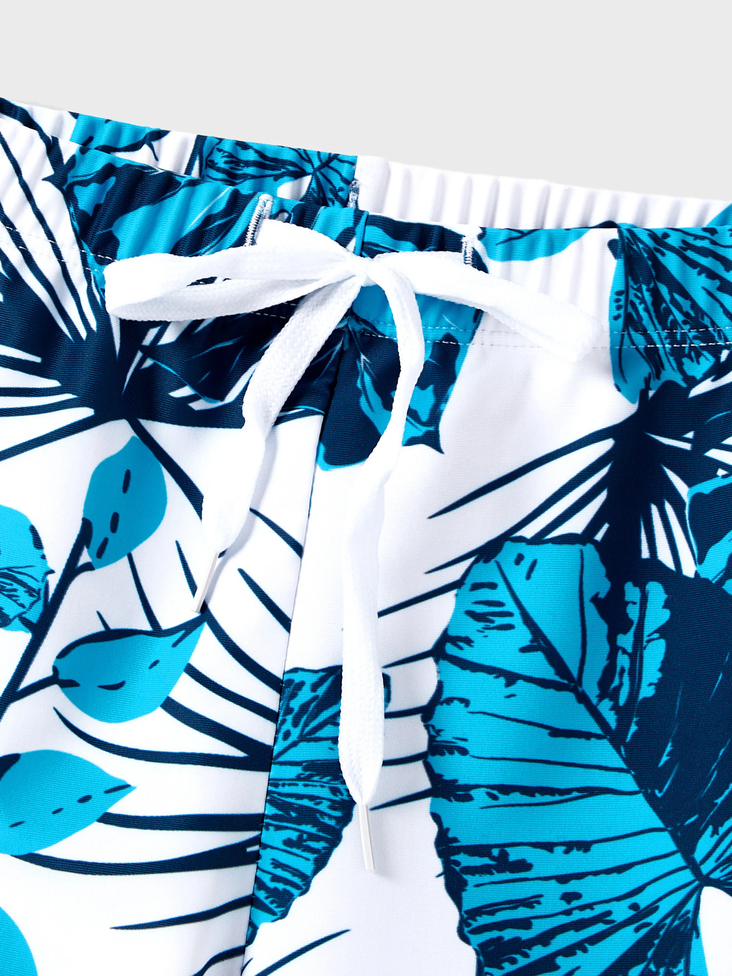 Toddler Boy Drawstring Swim Trunks BLUEWHITE