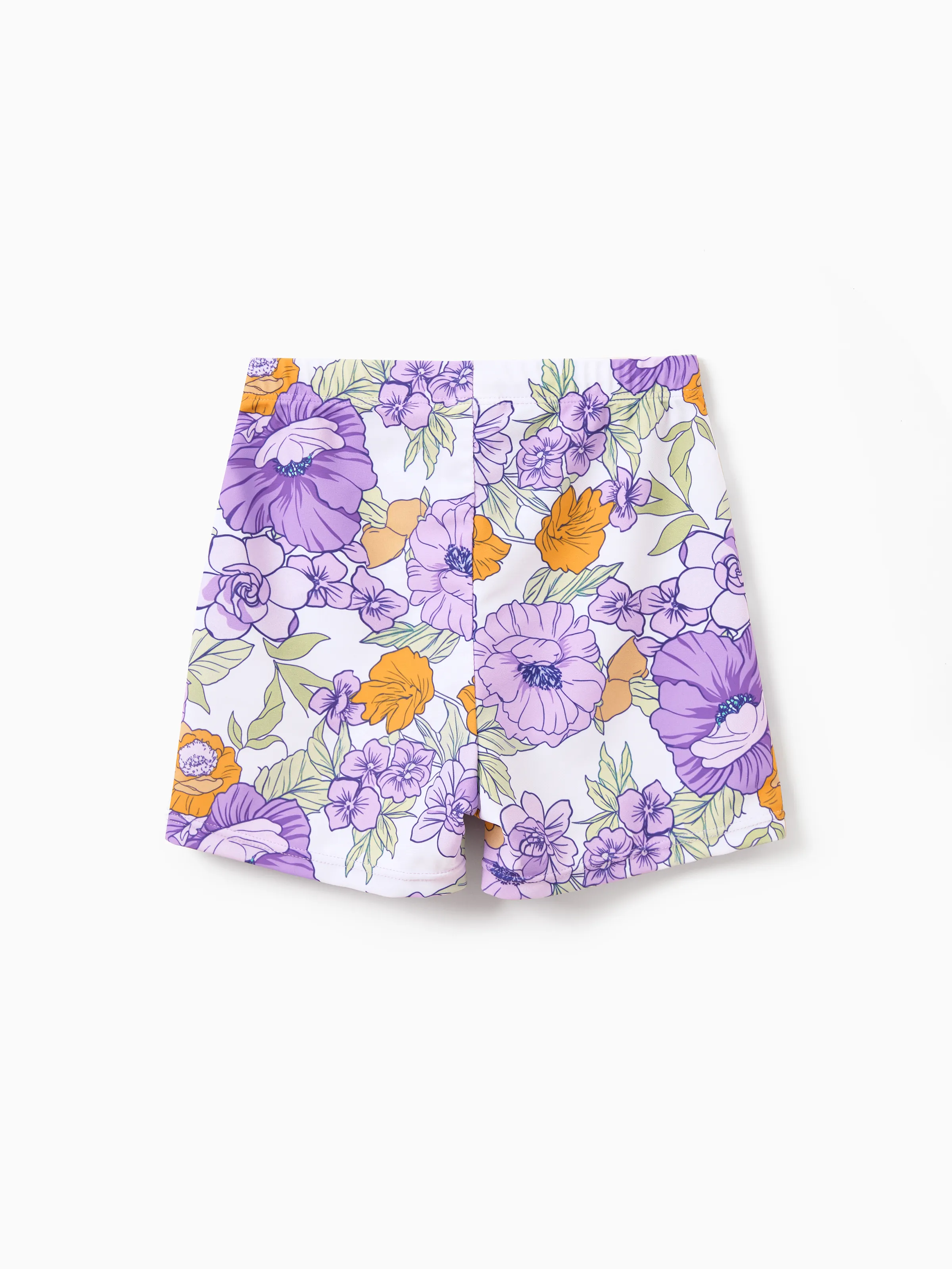 Toddler Boy Floral Print Swim Trunks Set Purple