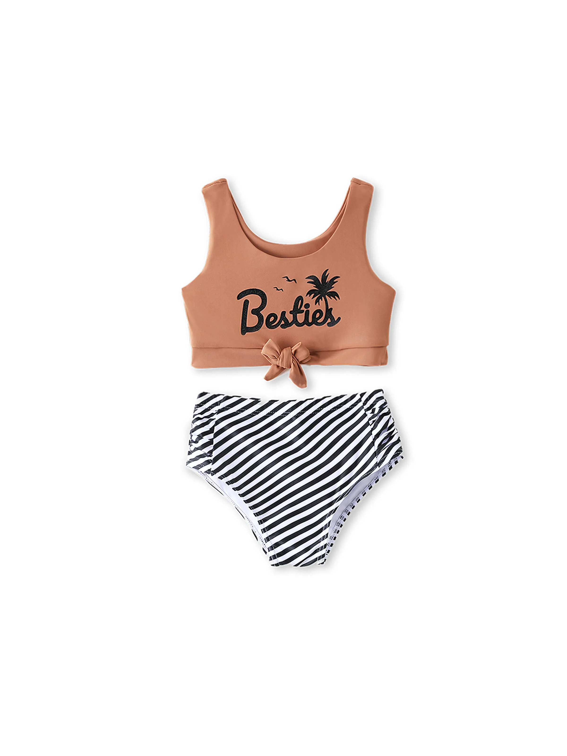 30081-toddler-girl-vertical-stripe-drawstring-besties-printed-crop-tank-bikini-khaki-1.webp Toddler Girl Vertical Stripe Drawstring Besties Printed Crop Tank Bikini Khaki