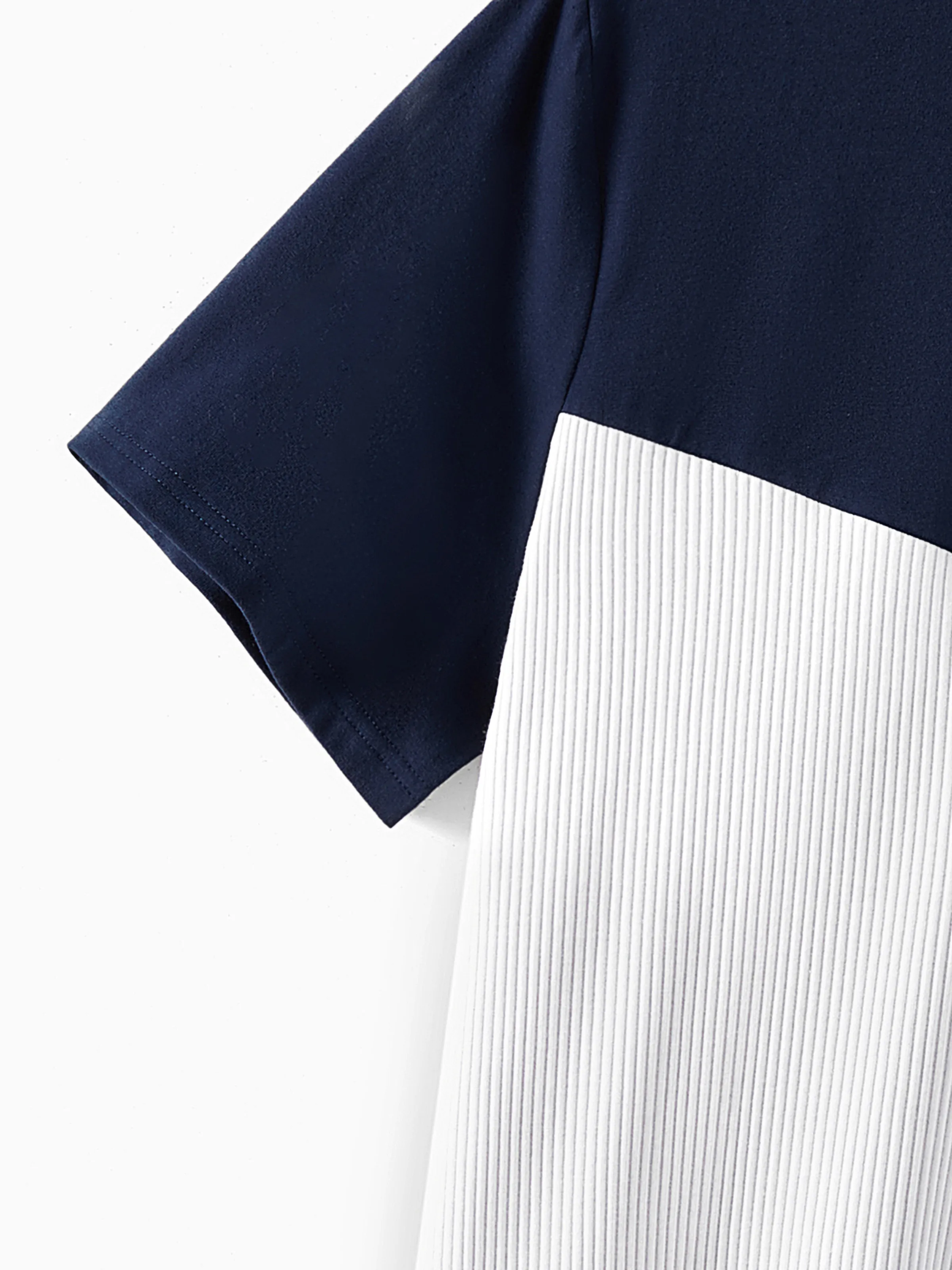 Daddy and Me Family Matching Casual Dress or T-Shirt, Solid Color, Fabric Stitching royalblue