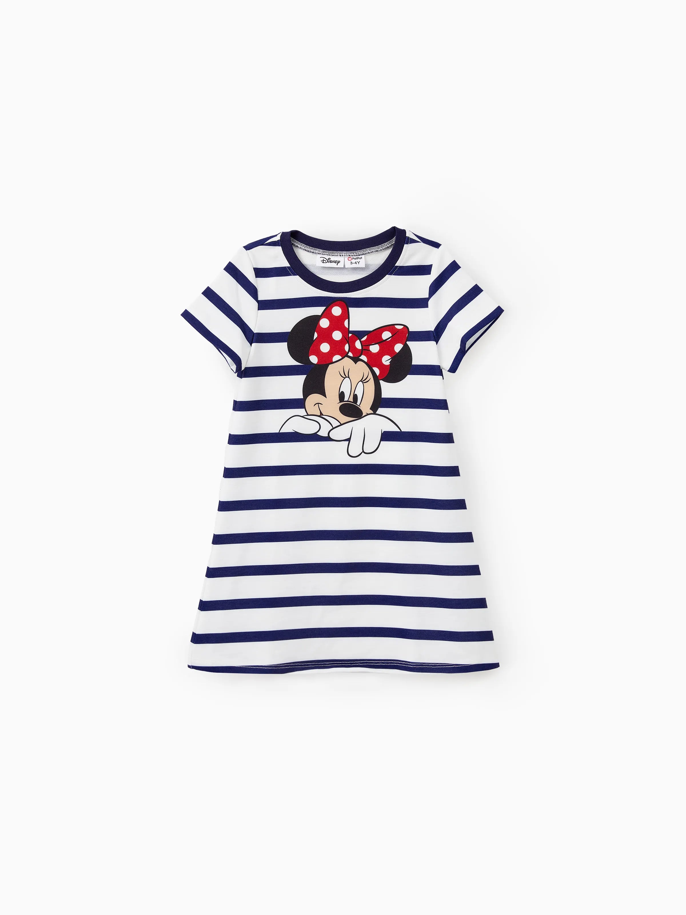 Disney Mickey and Friends Toddler/Kid Girl Stripe & Character Print Short-sleeve Naia™Dresses COLOREDSTRIPES