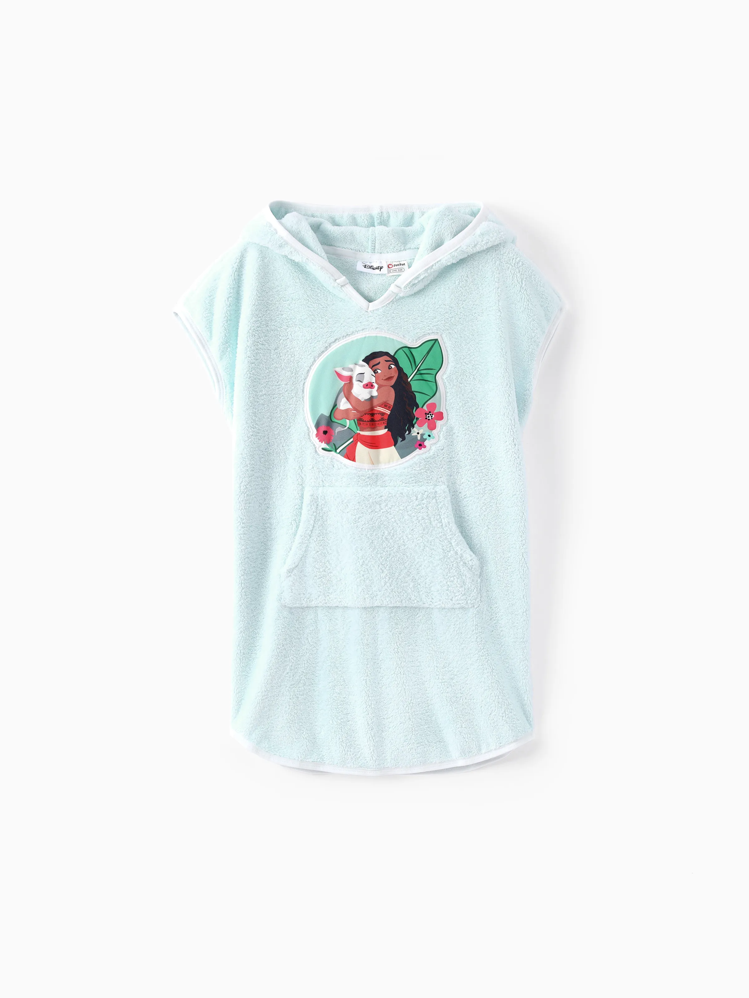 Disney Princess Toddler/Kid Girl Moana Terry Hooded Swim Cover-up  Light Green