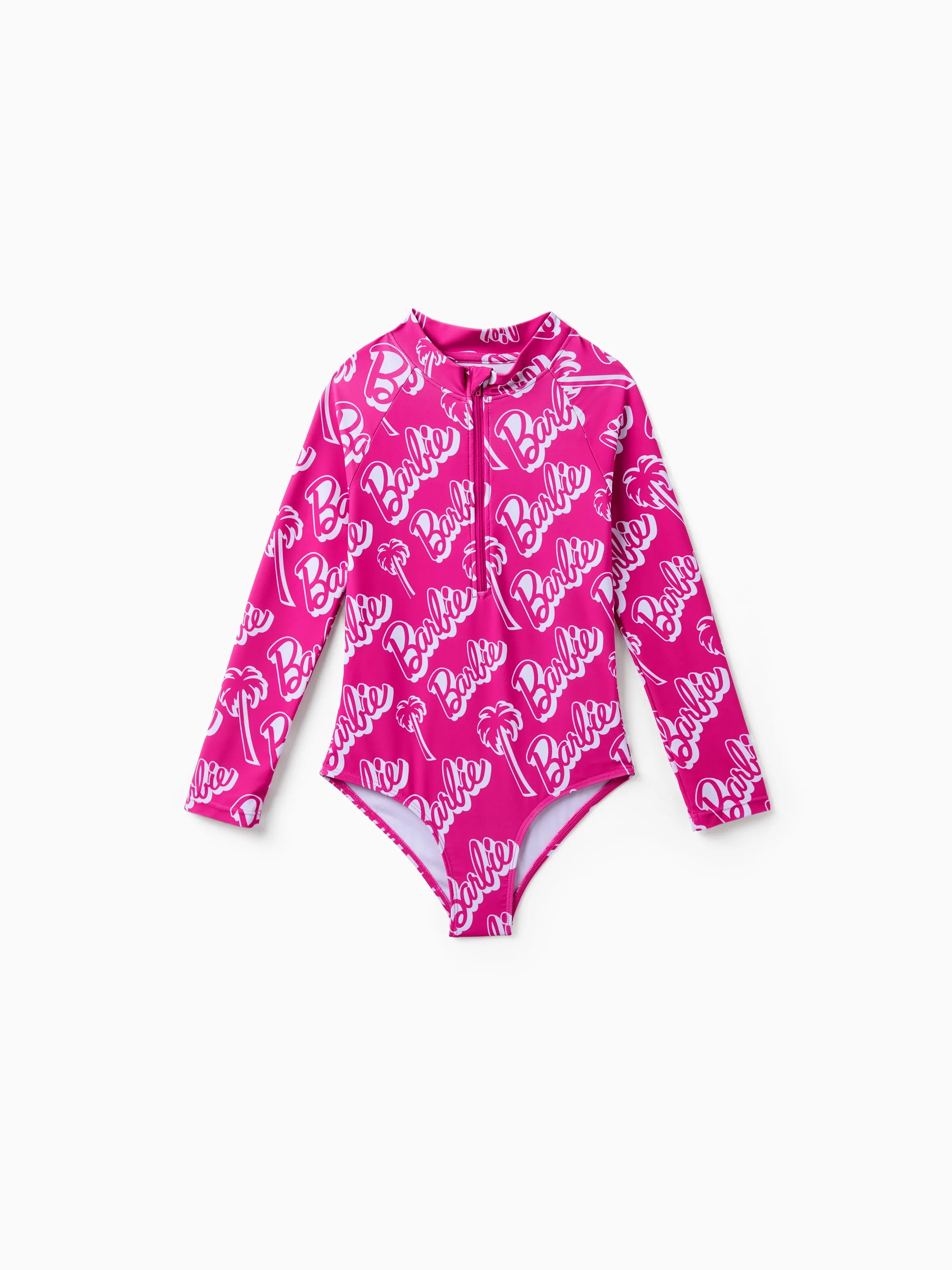 Barbie Toddler/Kid Girl UPF50+ Zip-up Front Swimsuit  Hot Pink