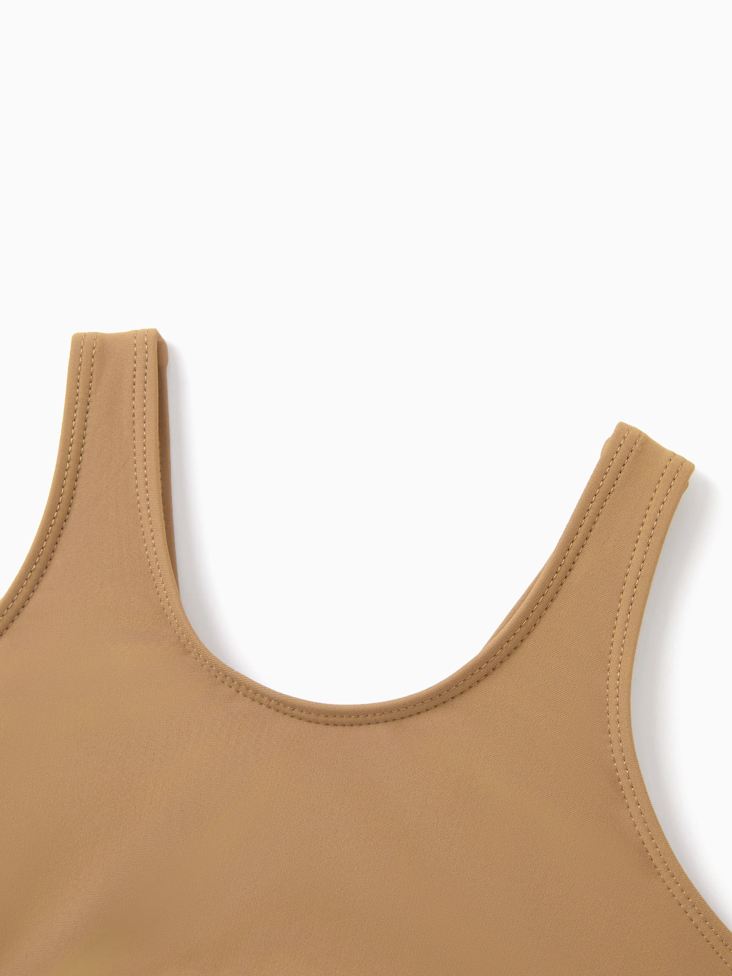 Toddler Girl Color Block Swimsuits, Summer Beach Vacation Swimwear Coffee
