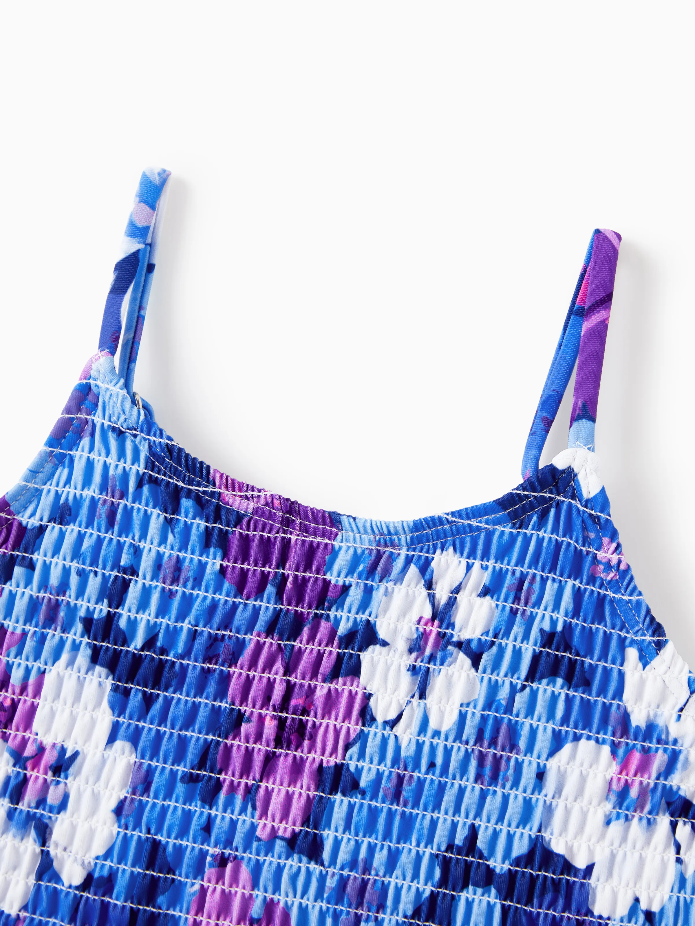 Toddler Girl Flora Smocking Strap two-piece Swimsuit Purple