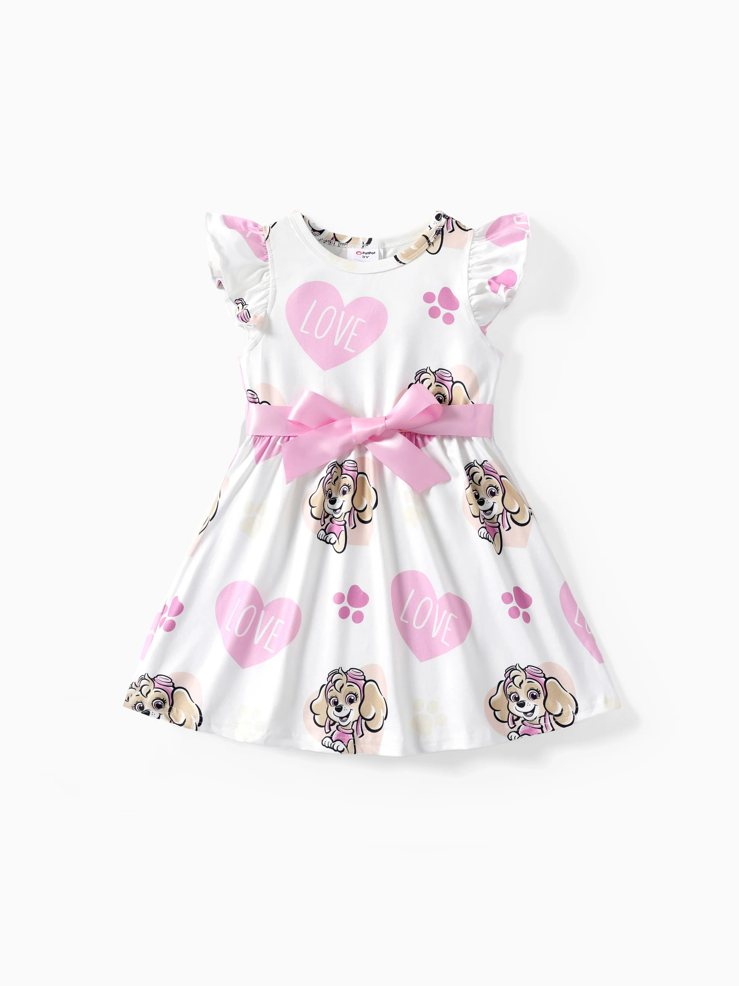 Paw Patrol Outfits - Toddler Girl Skye Pink Dress with Heart and Character Print Pink