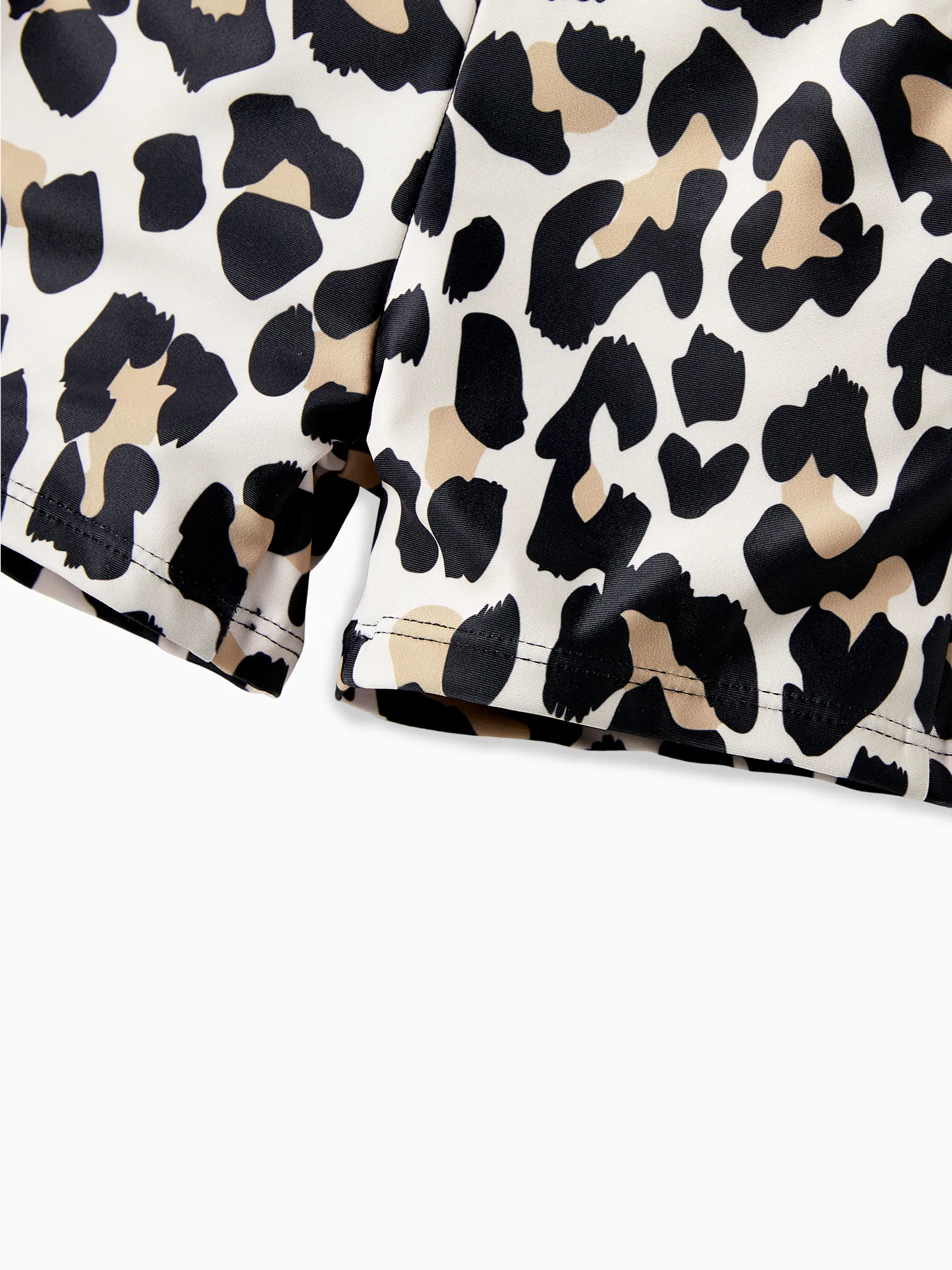 Daddy & Son Leopard Pattern Drawstring Swim Trunks Black