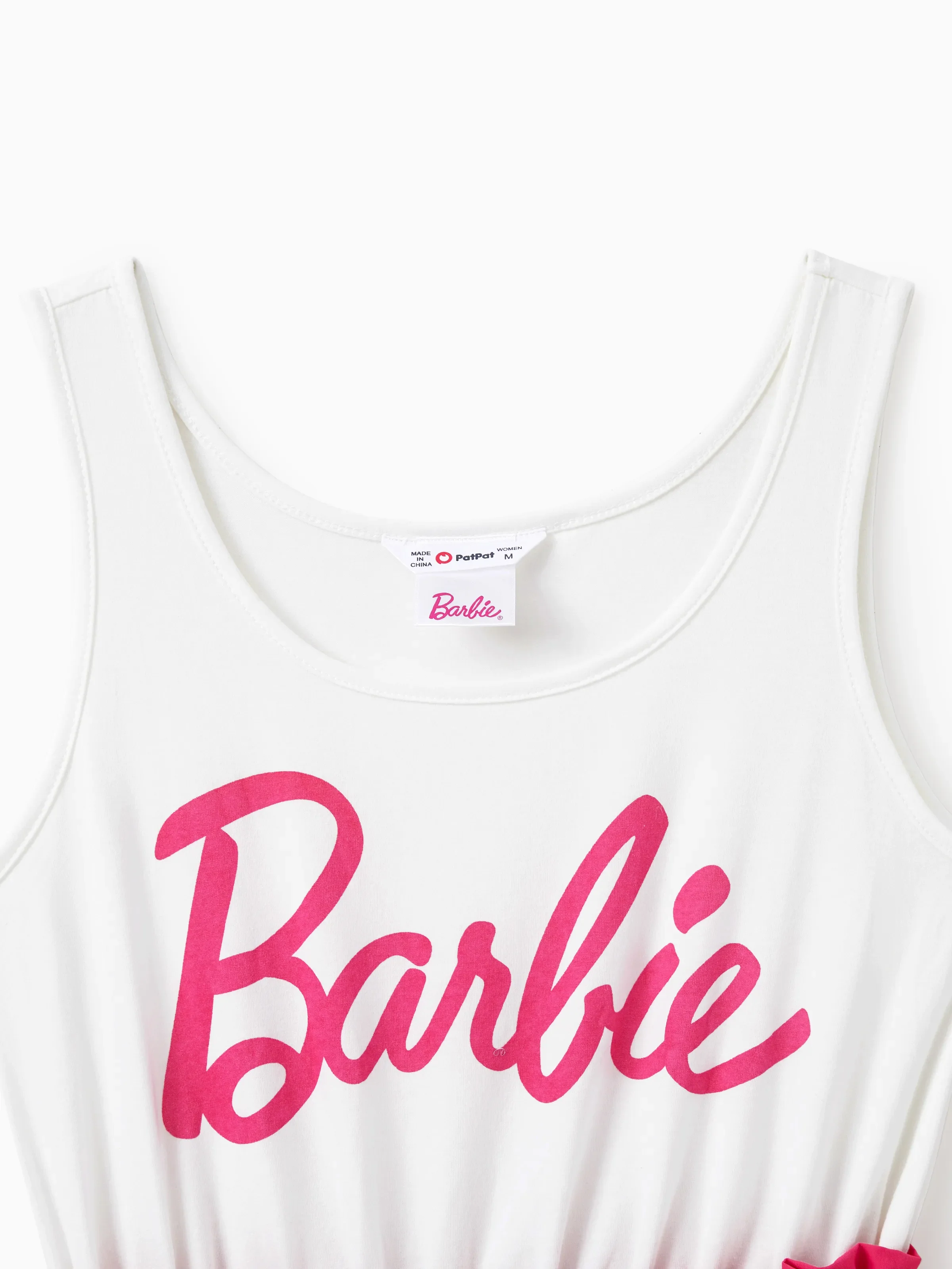 Barbie Mommy and Me Letter Print Belted Combo Tank Rompers White
