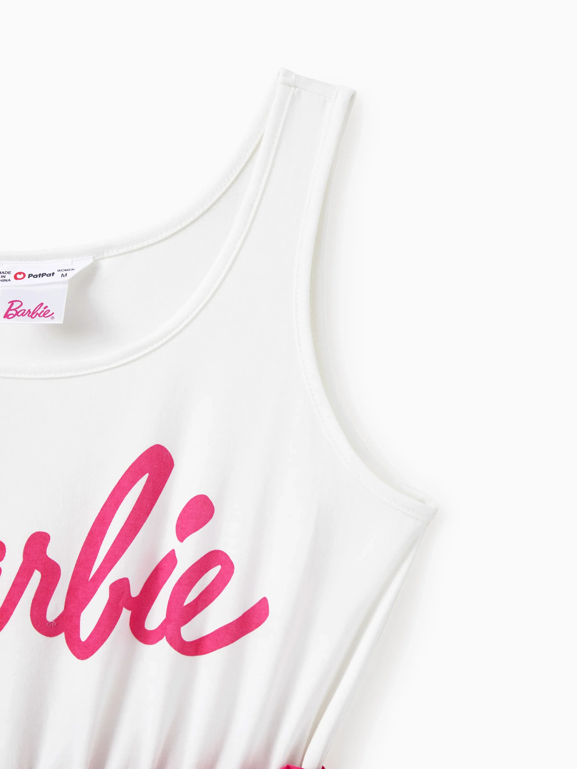 Barbie Mommy and Me Letter Print Belted Combo Tank Rompers White
