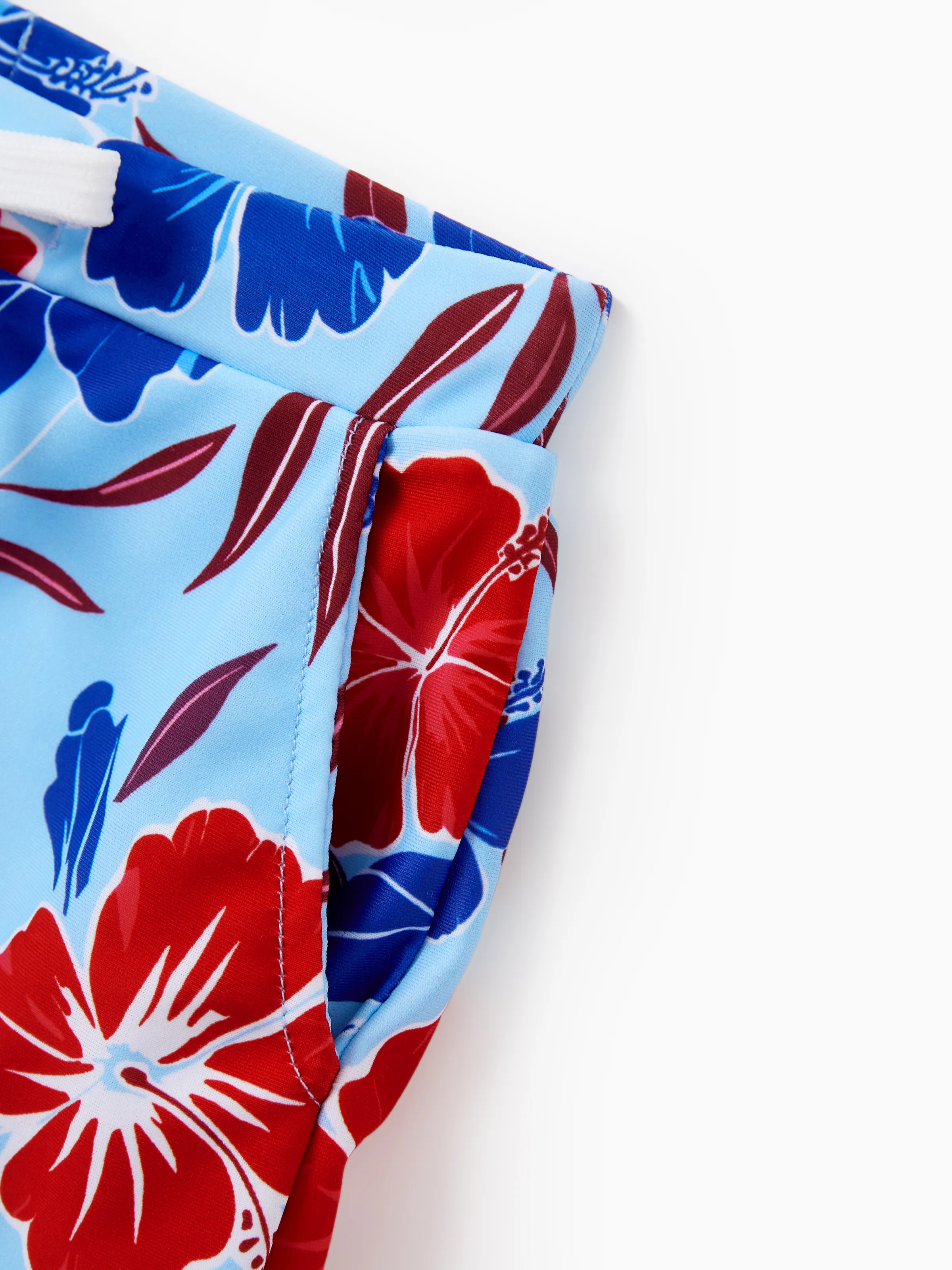 Toddler Boy Swimwear Floral Swim Trunks Set for Boys, Perfect for Summer Beach Days & Pool Parties Red